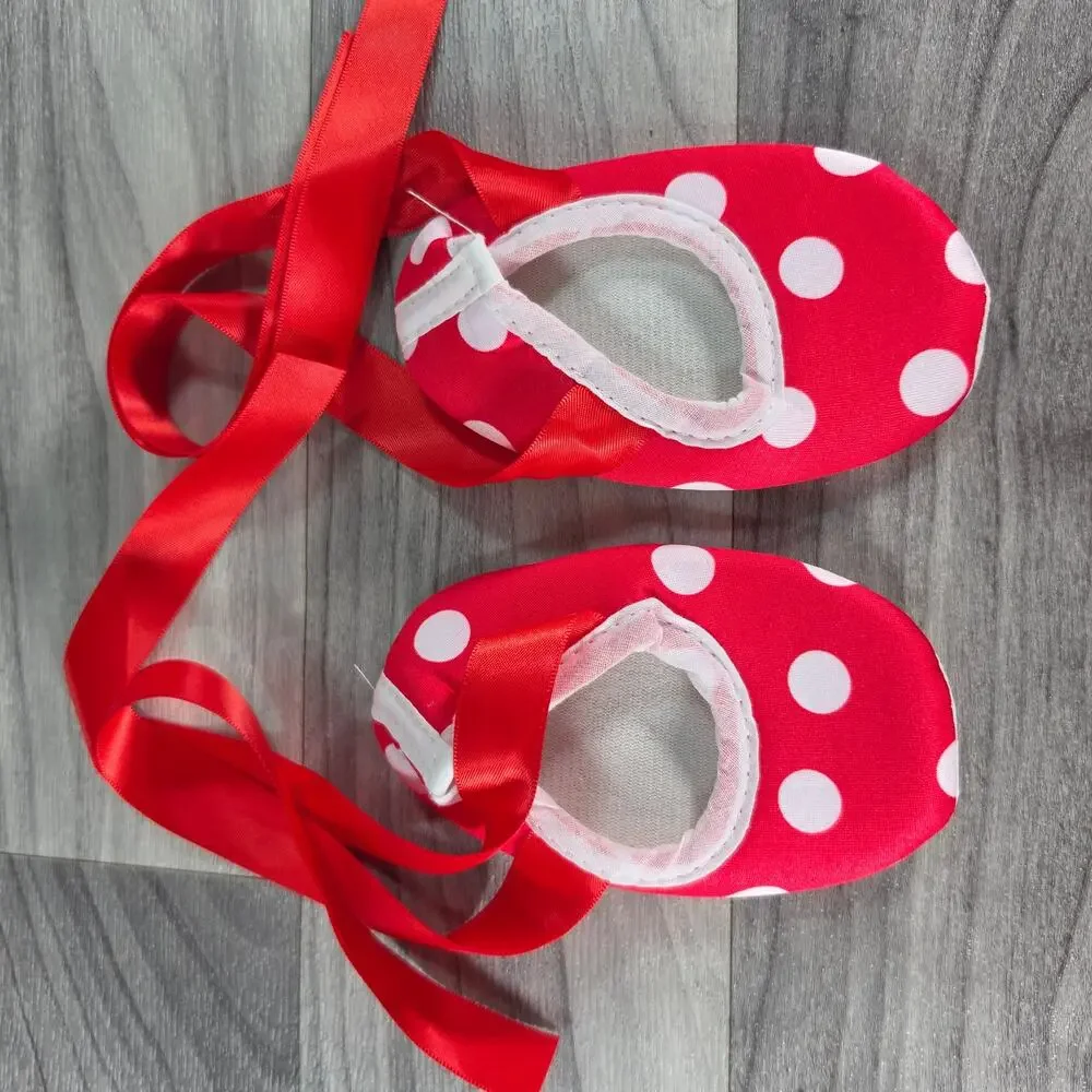 My 1st Valentine's Day Outfit Set Red White Hearts Shoes Bow 3-6M 5 Pc